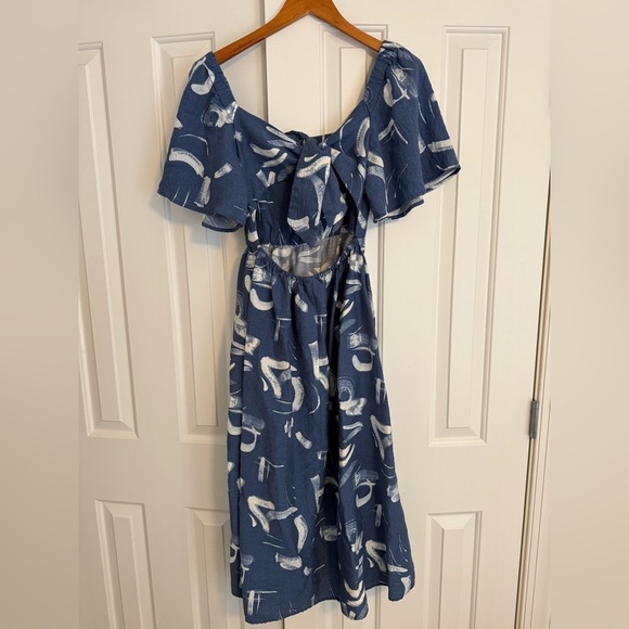 A New Day Blue and White Flutter Sleeve Sundress Size Small - Picture 4 of 12